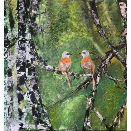 Nasze Randez-Vous na płótnie,  40x40x2 cm., Ewa Mościszko, obrazy akryl
