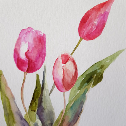 Paulina Lebida - obrazy akwarela - Tulipany -  akwarela formatu 32/24 cm foto #2