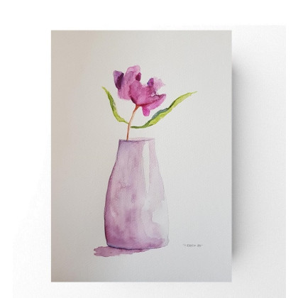 Kwiaty -  akwarela formatu A4, Paulina Lebida, obrazy akwarela