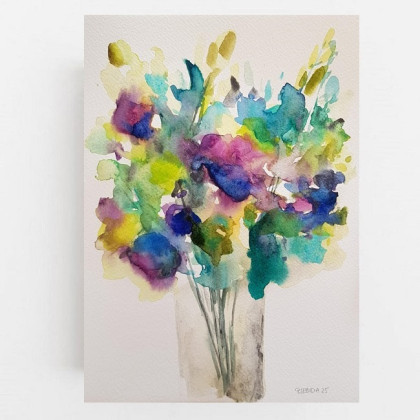 Kwiaty -  akwarela formatu 25/18 cm, Paulina Lebida, obrazy akwarela