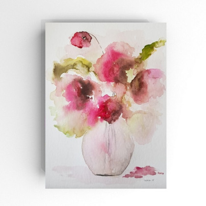 Kwiaty -  akwarela formatu 32/24 cm, Paulina Lebida, obrazy akwarela