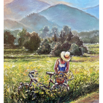 Myroslava Burlaka - obrazy olejne - Wycieczka rowerowa poza miastem. foto #1