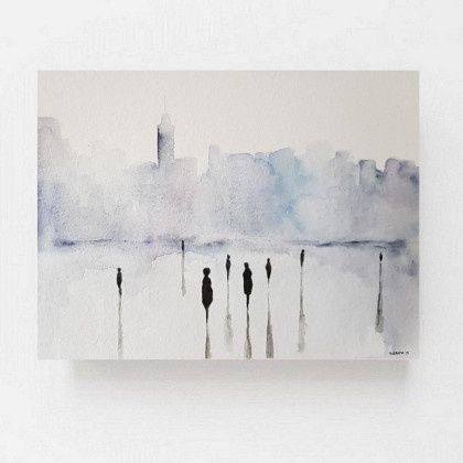 Miasto-  akwarela formatu 24/32 cm, Paulina Lebida, obrazy akwarela