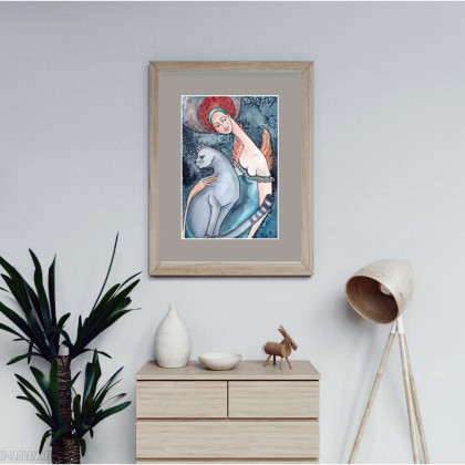 Daria Górkiewicz - obrazy akwarela - Anioł - Koci opiekun foto #3