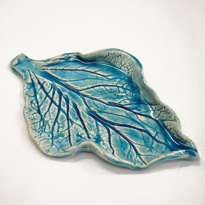 Liść ceramiczny. Oryginalna patera, Anawa-art, płaskorzeźba