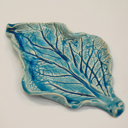 Anawa-art - płaskorzeźba - Liść ceramiczny. Oryginalna patera foto #2