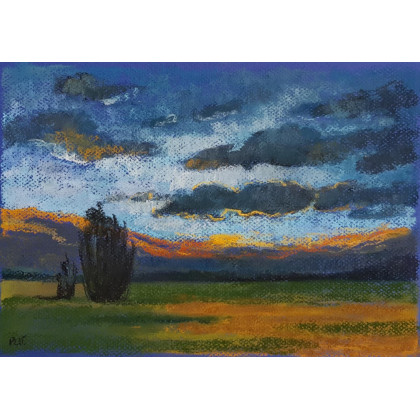 Pejzaż - rysunek  A4 pastelami, Paulina Lebida, pastele suche
