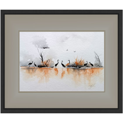 Joanna Tomczyk - obrazy akwarela - Żurawie ścieżki, Akwarela 24x32 cm foto #3
