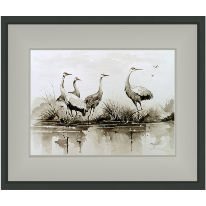 Joanna Tomczyk - obrazy akwarela - Żurawie z królestwa wiatru, Akwarela 24x32 cm foto #5