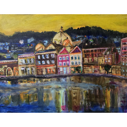 Grecja Lesbos, na płótnie,  40x50x2 cm., Krystyna Mościszko, obrazy akryl