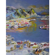 Norwegia, wyspa Moskenseya,  na płótnie,  40x50x2 cm.