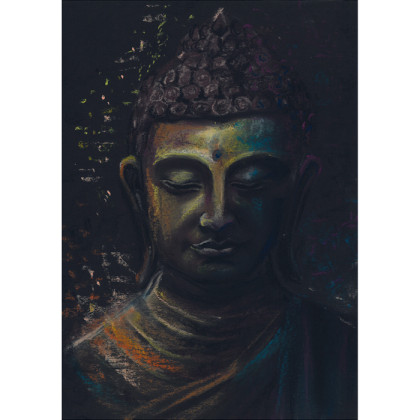 BUDDA Tian Tan. sucha pastel, Anawa-art, pastele suche