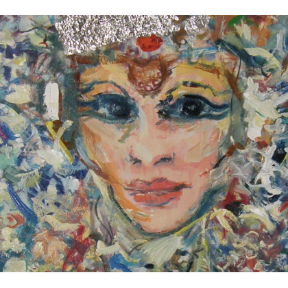 Bindi – znak na czole, 40x120, 2025, Eryk Maler, obrazy olejne