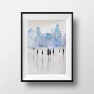 MIASTO 4-  AKWARELA FORMATU A5