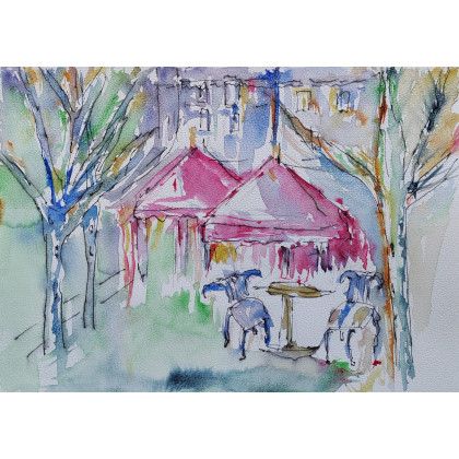 ML - obrazy akwarela - Akwarela- Urban sketching - cafee foto #1