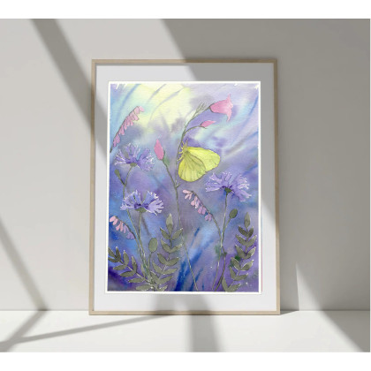 Akwarela A4. Motyl cytrynek, Małgorzata Domańska ART, obrazy akwarela