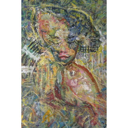 Pocałunek ryby, lato, 70x100 cm, 2025, Eryk Maler, obrazy olejne