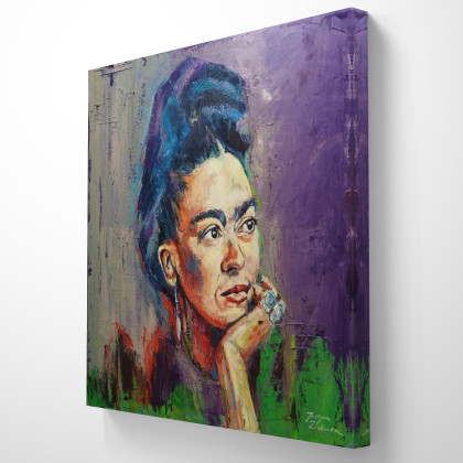 Justyna Zielonka - obrazy olejne - Frida Kahlo - portret olejny foto #2