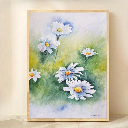 Rumianek  -  akwarela formatu 32/24 cm, Paulina Lebida, obrazy akwarela