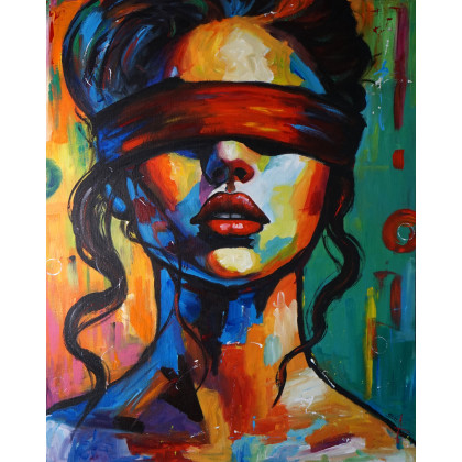Dont Peek 80x100, Rafal Stach, olej + akryl