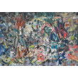 Ryby, wino, owoce, 70x100 cm, 2025