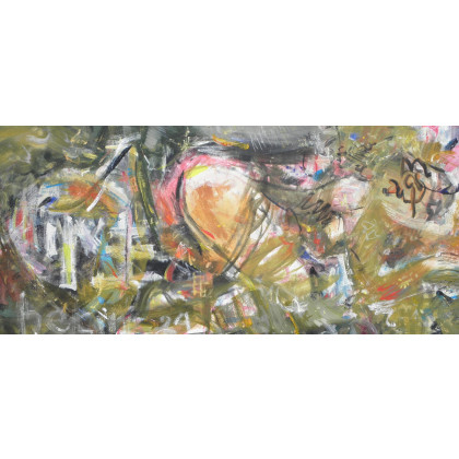 Akt, lub zbroja, 45x90 cm, 2024, Eryk Maler, obrazy olejne