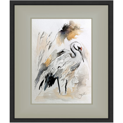Joanna Tomczyk - obrazy akwarela - Poranek żurawia, Akwarela 24x32 cm foto #4