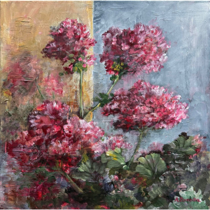 Pelargonie - akryl 50 cm x 50 cm, Agnieszka Zarzecka, obrazy akryl