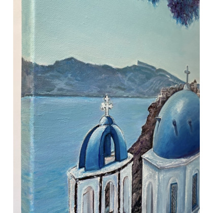 Myroslava Burlaka - obrazy olejne - Santorini w odcieniach błękitu foto #3