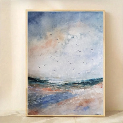 Morze-akwarela 24/18 cm, Paulina Lebida, obrazy akwarela