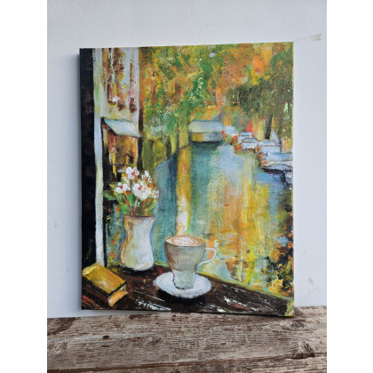 Ewa Mościszko - obrazy akryl - Obraz akrylowy  na płótnie,  40x50x2 cm, pt.Cappucino foto #1