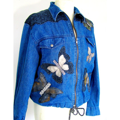 art.a - bluzy - lekka kurtka jeans z motylami foto #2