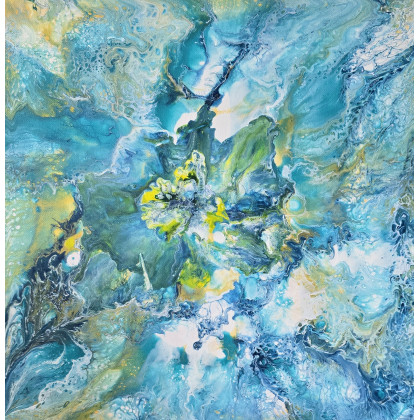Ewa Mościszko - obrazy akryl - Kompozycja wiosenna na płótnie,  40x40x2 cm. foto #1