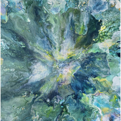 Ewa Mościszko - obrazy akryl - Kompozycja wiosenna na płótnie,  40x40x2 cm. foto #2