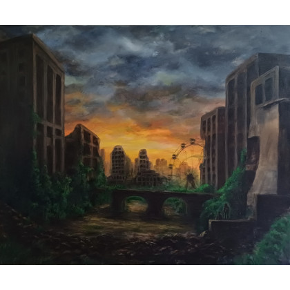 Ciche wspomnienia miasta, Paula Staniec, obrazy akryl