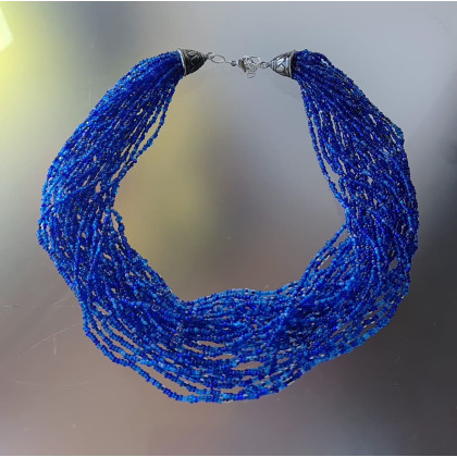 Naszyjnik Koraliki Drobne Midnight Blue, unikatart, korale,naszyjniki