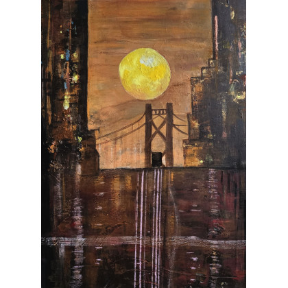 Obraz akrylowy  na płótnie,  80x60x2 cm, pt.San Francisco sunrise, Ewa Mościszko, obrazy akryl
