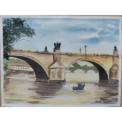 Beata Rudecka - obrazy akwarela - Akwarela Akwarelka Obraz pt: Praga - Most Karola, 30,5 x 22,7 cm foto #1