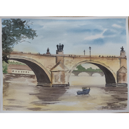 Beata Rudecka - obrazy akwarela - Akwarela Akwarelka Obraz pt: Praga - Most Karola, 30,5 x 22,7 cm foto #3