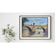 Akwarela Akwarelka Obraz pt: Praga - Most Karola, 30,5 x 22,7 cm