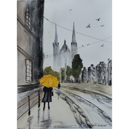 Beata Rudecka - obrazy akwarela - Akwarela Akwarelka Obraz pt: Amsterdam - Kościół św. Franciszka, 31 x 22,8 cm foto #1