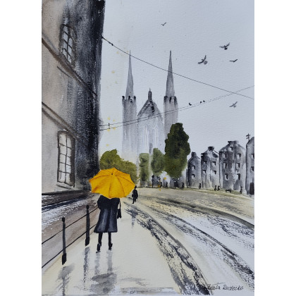 Beata Rudecka - obrazy akwarela - Akwarela Akwarelka Obraz pt: Amsterdam - Kościół św. Franciszka, 31 x 22,8 cm foto #3