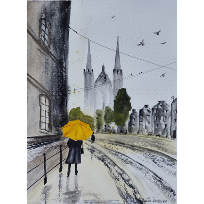 Beata Rudecka - obrazy akwarela - Akwarela Akwarelka Obraz pt: Amsterdam - Kościół św. Franciszka, 31 x 22,8 cm foto #4