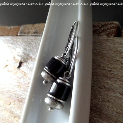 szarotka - kolczyki  - BLACK-SILVER kolczyki z onyksu i srebra foto #2