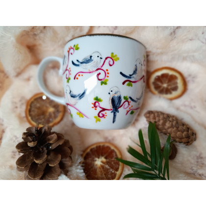 Studio Paulla - naczynia - Barwny ręcznie malowany kubek ptasi raj raniuszki 480ml.00 foto #1