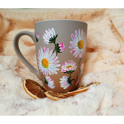 Studio Paulla - naczynia - Stokrotkowe love kubek ręcznie malowany 300 ml. foto #1