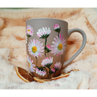 Stokrotkowe love kubek ręcznie malowany 300 ml.