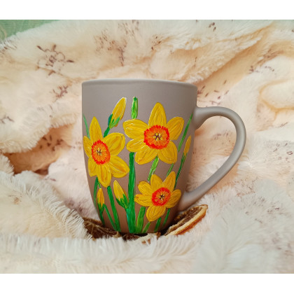 Żonkile kubek ręcznie malowany 300 ml., Studio Paulla, naczynia