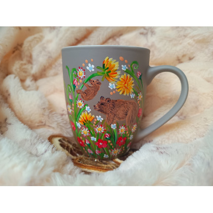Mini misie łąkowe ręcznie malowany kubek 300 ml., Studio Paulla, naczynia