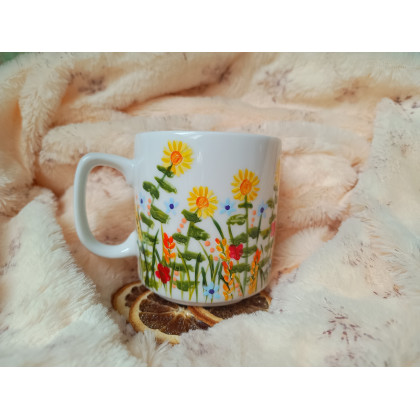 Studio Paulla - naczynia - Bocian w letnim ogrodzie ręcznie malowany 270 ml. foto #1